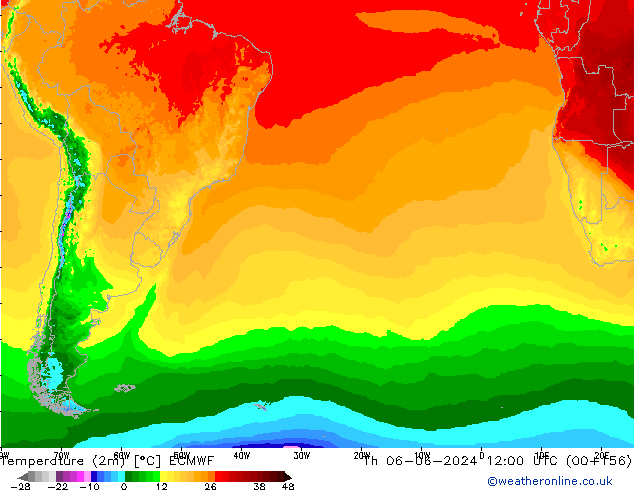 Temperature (2m) ECMWF Th 06.06.2024 12 UTC