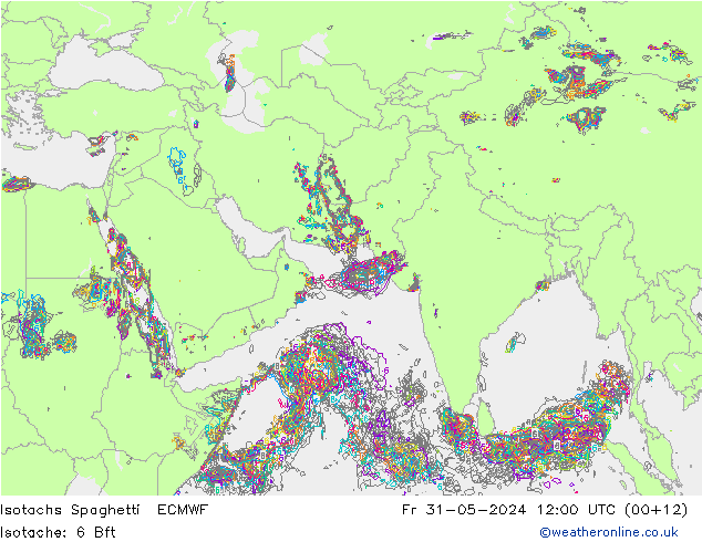 Isotachs Spaghetti ECMWF пт 31.05.2024 12 UTC