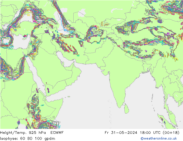 Geop./Temp. 925 hPa ECMWF vie 31.05.2024 18 UTC