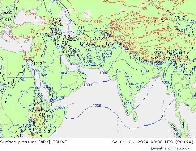 pressão do solo ECMWF Sáb 01.06.2024 00 UTC