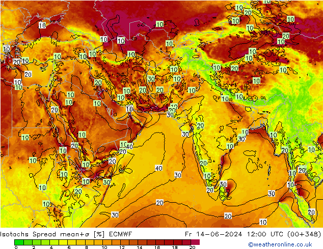 Isotachs Spread ECMWF Fr 14.06.2024 12 UTC