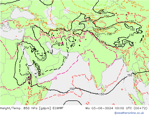 Géop./Temp. 850 hPa ECMWF lun 03.06.2024 00 UTC