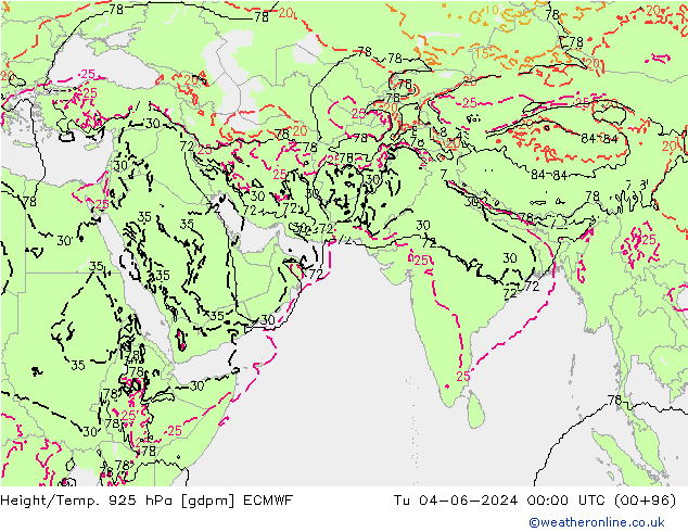 Geop./Temp. 925 hPa ECMWF mar 04.06.2024 00 UTC