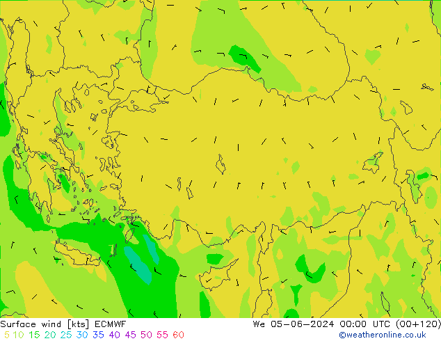 Vento 10 m ECMWF mer 05.06.2024 00 UTC