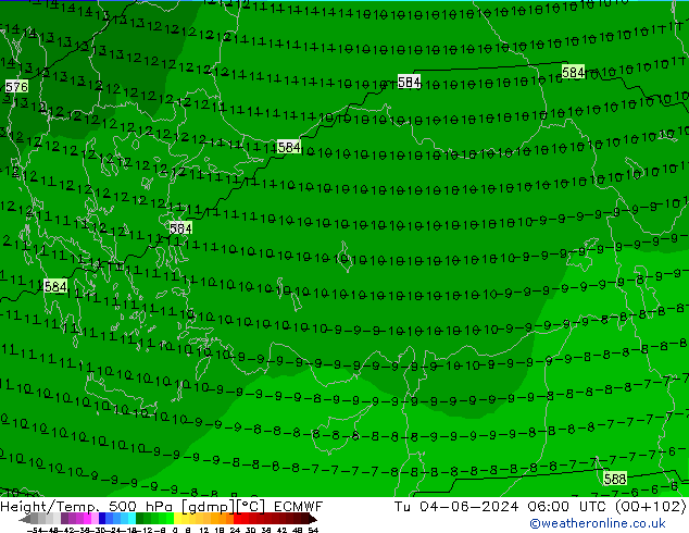 Height/Temp. 500 hPa ECMWF  04.06.2024 06 UTC