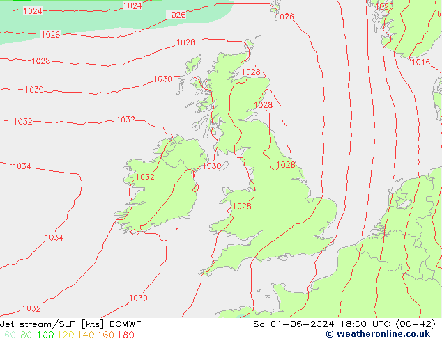 Jet Akımları/SLP ECMWF Cts 01.06.2024 18 UTC