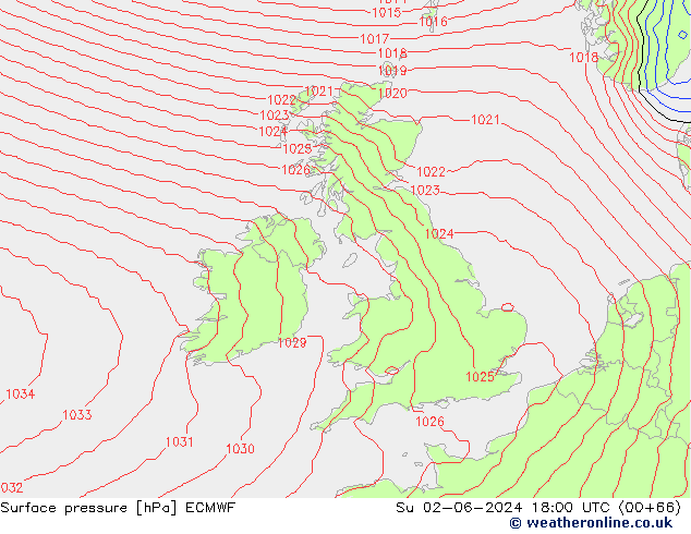 Surface pressure ECMWF Su 02.06.2024 18 UTC