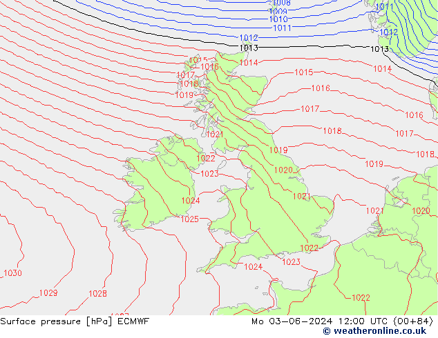 Luchtdruk (Grond) ECMWF ma 03.06.2024 12 UTC