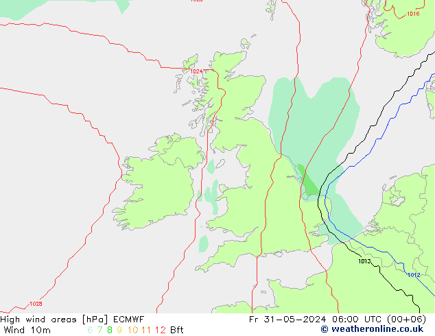 High wind areas ECMWF ven 31.05.2024 06 UTC