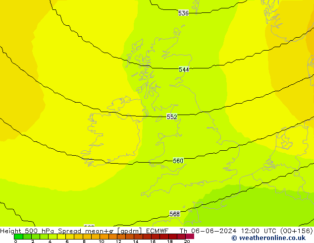 Height 500 hPa Spread ECMWF  06.06.2024 12 UTC