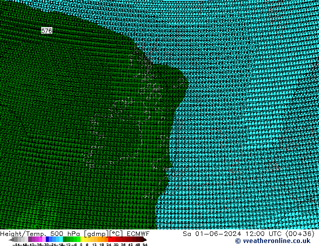 Height/Temp. 500 hPa ECMWF Sáb 01.06.2024 12 UTC