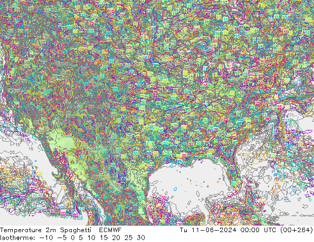 Temperatuurkaart Spaghetti ECMWF di 11.06.2024 00 UTC