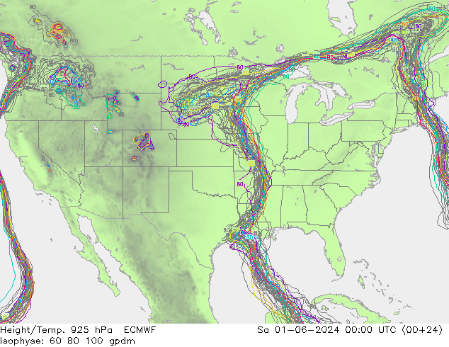 Height/Temp. 925 hPa ECMWF So 01.06.2024 00 UTC