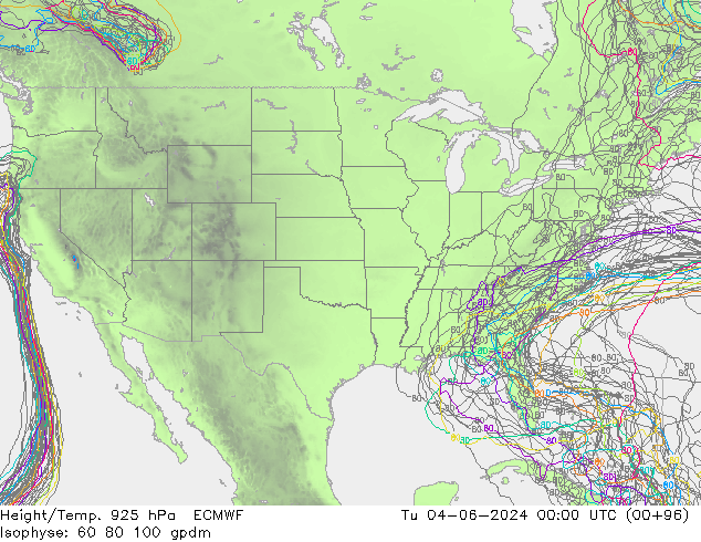 Height/Temp. 925 hPa ECMWF Ter 04.06.2024 00 UTC