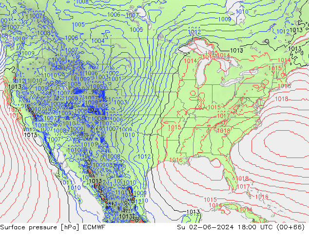 Yer basıncı ECMWF Paz 02.06.2024 18 UTC