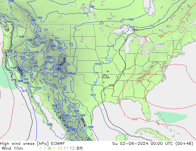 yüksek rüzgarlı alanlar ECMWF Paz 02.06.2024 00 UTC