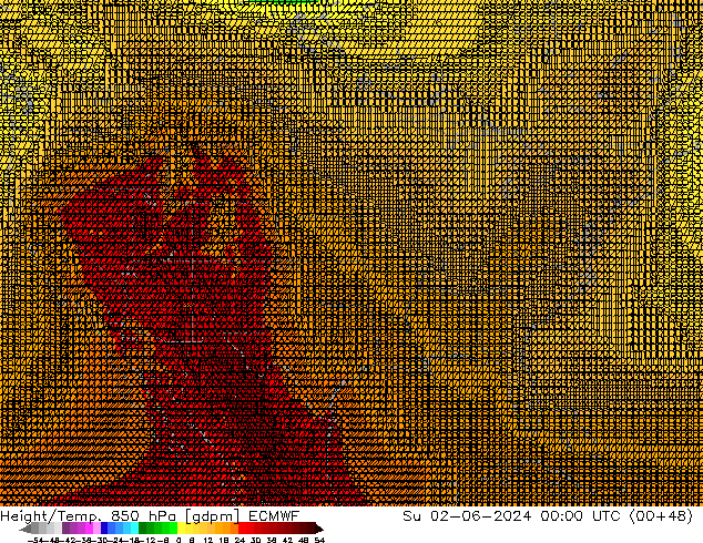 Géop./Temp. 850 hPa ECMWF dim 02.06.2024 00 UTC