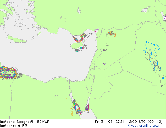 Isotachen Spaghetti ECMWF vr 31.05.2024 12 UTC