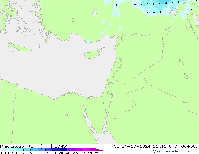 Precipitación (6h) ECMWF sáb 01.06.2024 12 UTC