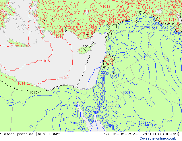 Yer basıncı ECMWF Paz 02.06.2024 12 UTC