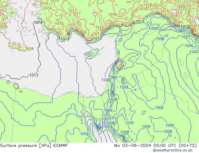 Luchtdruk (Grond) ECMWF ma 03.06.2024 00 UTC