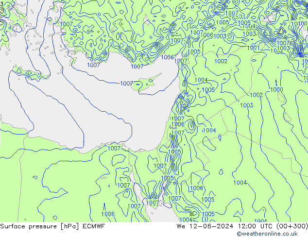 Presión superficial ECMWF mié 12.06.2024 12 UTC