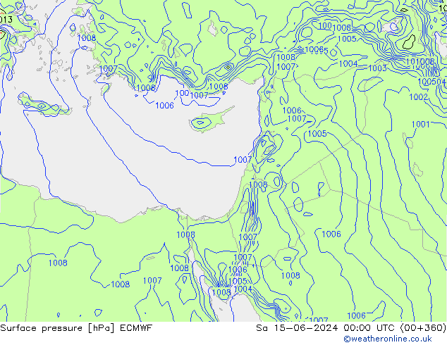 Surface pressure ECMWF Sa 15.06.2024 00 UTC