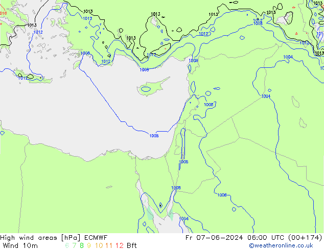 Windvelden ECMWF vr 07.06.2024 06 UTC