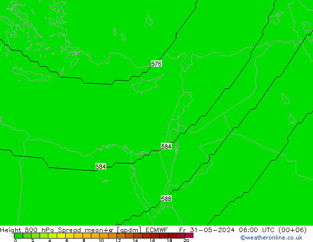 Height 500 hPa Spread ECMWF Fr 31.05.2024 06 UTC