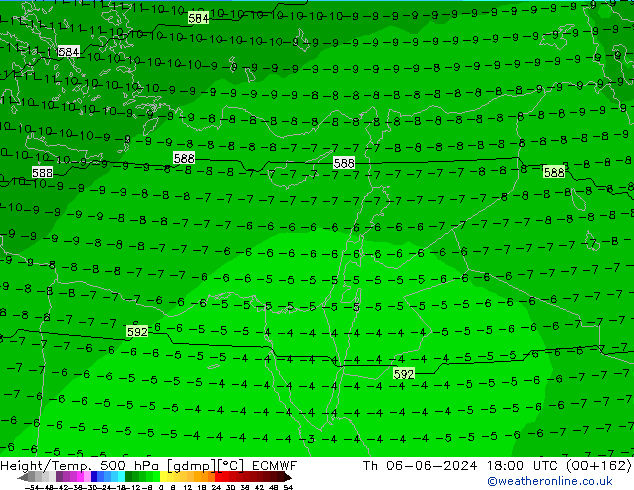 Height/Temp. 500 гПа ECMWF чт 06.06.2024 18 UTC