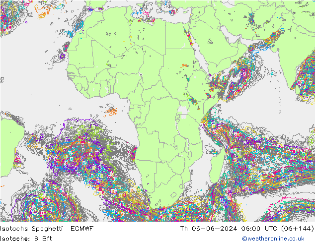 Isotachs Spaghetti ECMWF чт 06.06.2024 06 UTC