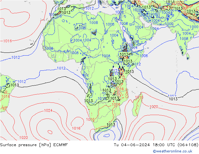 приземное давление ECMWF вт 04.06.2024 18 UTC