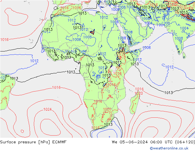 Atmosférický tlak ECMWF St 05.06.2024 06 UTC