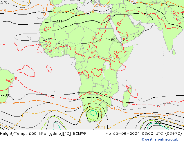 Hoogte/Temp. 500 hPa ECMWF ma 03.06.2024 06 UTC