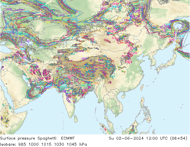 Yer basıncı Spaghetti ECMWF Paz 02.06.2024 12 UTC
