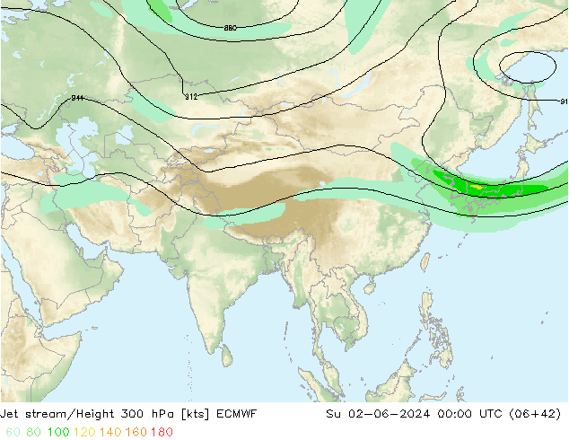 Jet stream/Height 300 hPa ECMWF Ne 02.06.2024 00 UTC