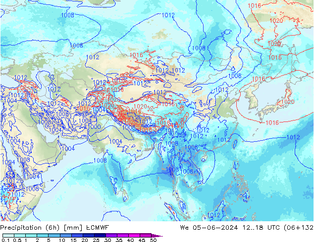 осадки (6h) ECMWF ср 05.06.2024 18 UTC