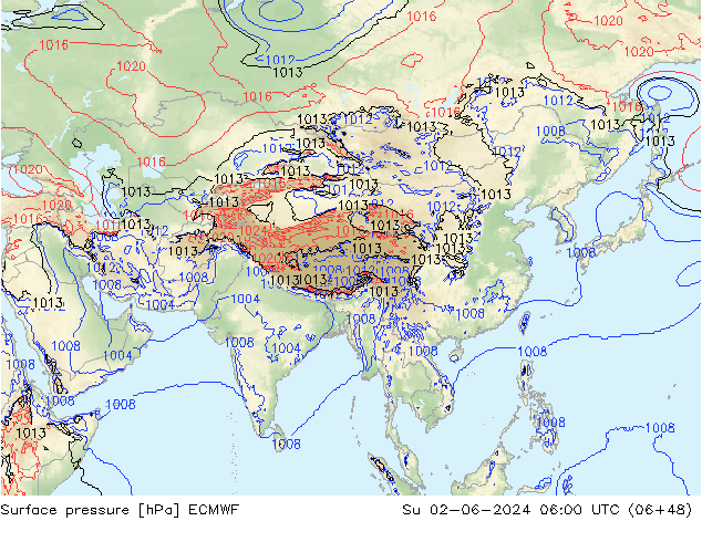 Bodendruck ECMWF So 02.06.2024 06 UTC