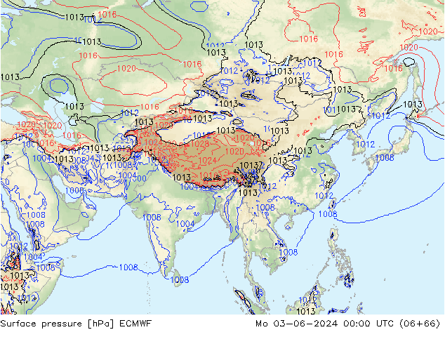 Surface pressure ECMWF Mo 03.06.2024 00 UTC