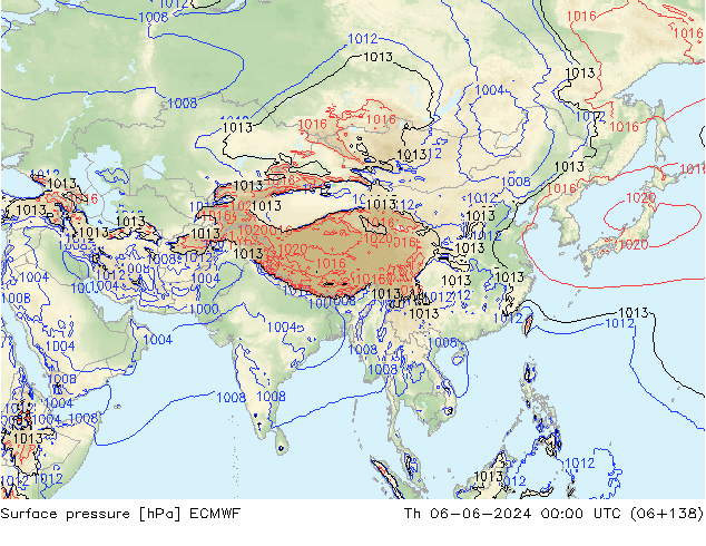 pressão do solo ECMWF Qui 06.06.2024 00 UTC