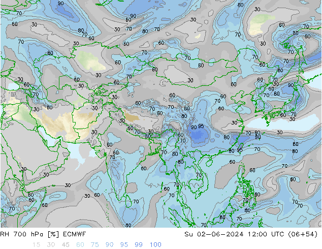 RH 700 hPa ECMWF So 02.06.2024 12 UTC