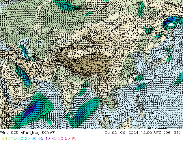 Vent 925 hPa ECMWF dim 02.06.2024 12 UTC