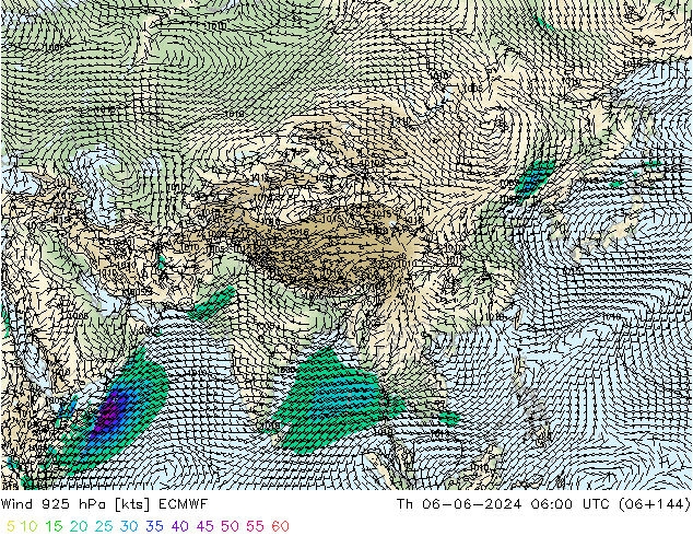 Wind 925 hPa ECMWF Th 06.06.2024 06 UTC