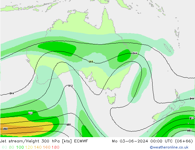 Jet stream/Height 300 hPa ECMWF Mo 03.06.2024 00 UTC