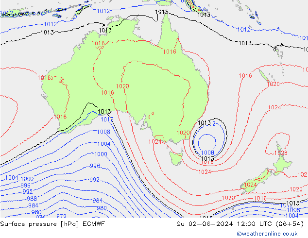 Surface pressure ECMWF Su 02.06.2024 12 UTC