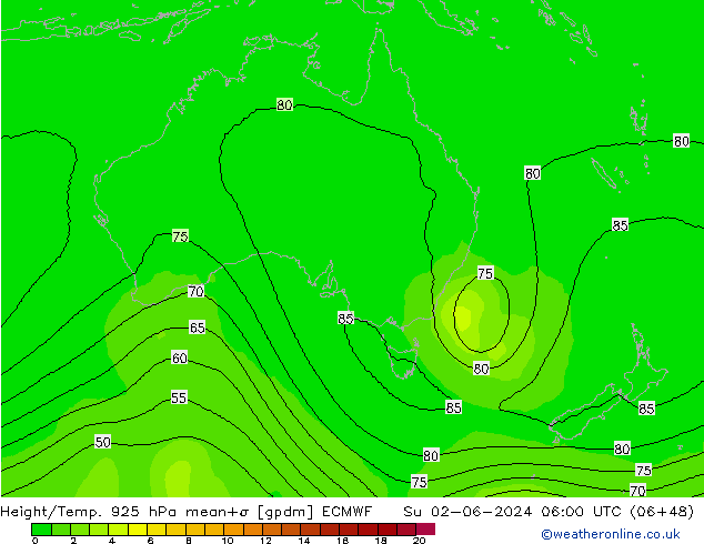 Yükseklik/Sıc. 925 hPa ECMWF Paz 02.06.2024 06 UTC