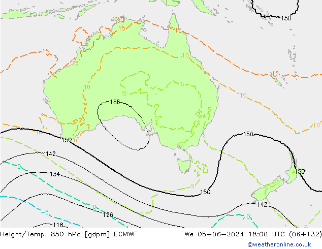 Height/Temp. 850 гПа ECMWF ср 05.06.2024 18 UTC