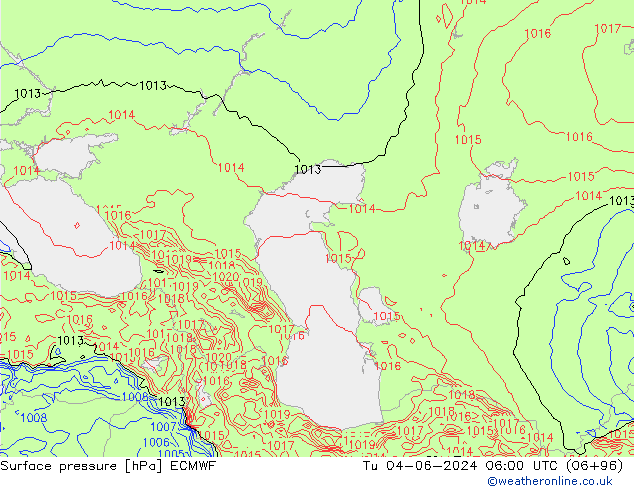 pressão do solo ECMWF Ter 04.06.2024 06 UTC