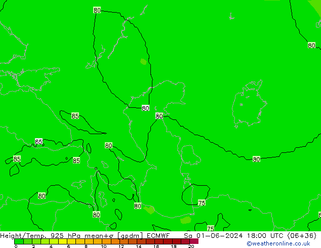 Height/Temp. 925 hPa ECMWF sab 01.06.2024 18 UTC