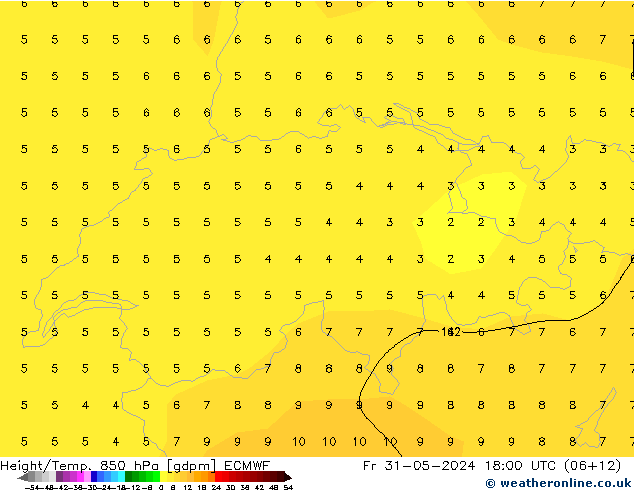 Height/Temp. 850 hPa ECMWF  31.05.2024 18 UTC